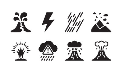 Fototapeta premium Natural disaster and extreme weather icon set
