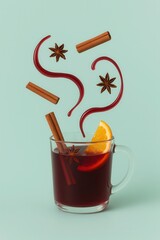 Mulled wine with cinnamon and orange minimal poster