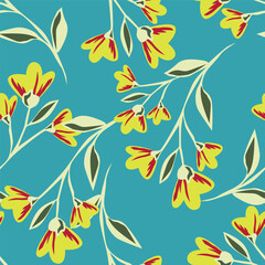 Elegant trendy vector ditsy floral seamless pattern design of beautiful abstract flowers and leaves. Foliage repeat texture background. Suitable for wallpaper, surface printing and textile