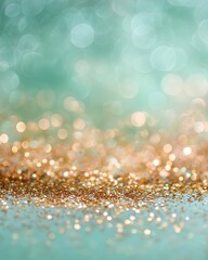 Gold glitter bokeh festive background