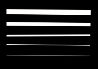 White parallel horizontal lines. White line set with different thickness.