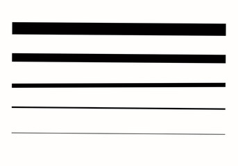 Black parallel lines. Black line set with different thickness.