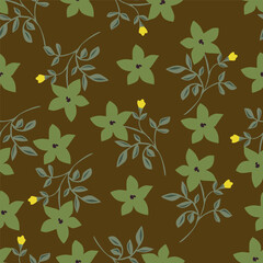 Elegant trendy vector ditsy floral seamless pattern design of beautiful abstract flowers and leaves. Foliage repeat texture background. Suitable for wallpaper, surface printing and textile