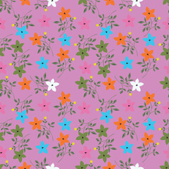 Elegant trendy vector ditsy floral seamless pattern design of beautiful abstract flowers and leaves. Foliage repeat texture background. Suitable for wallpaper, surface printing and textile