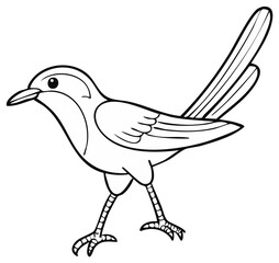 Fototapeta premium Simple Cartoon Bird Outline Drawing for Childrens Coloring Book Page
