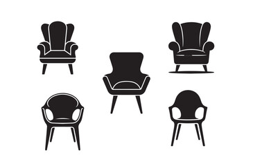 Chair Silhouette Vector Icon. Furniture, Office, Home, Modern Seating Design.