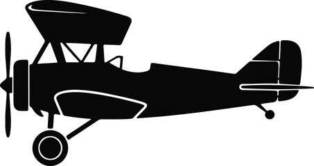 Illustrator Biplane vintage airplane aviation design Silhouette vector © Golshan Ara Monny