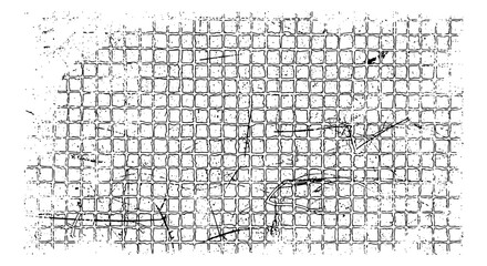 Fototapeta premium Distressed black grid texture for edgy designs and grungy backgrounds, offering a unique vintage or industrial feel for projects