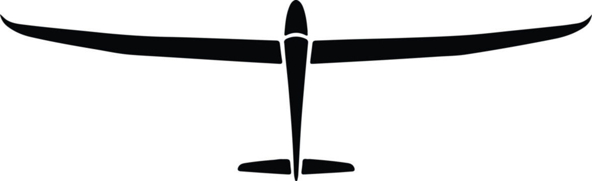 Illustrator glider airplane top view flying upward Silhouette vector