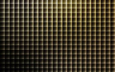 Abstract grid pattern with glowing yellow light and dark shadows background squares
