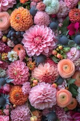 Colorful arrangement of diverse flowers showcasing vibrant hues