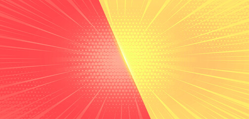 Flat design red & yellow comic style background. Pop art comic background lightning blast halftone dots. hero battle challenge retro design. VS lightning template, Comic style versus vs template.
