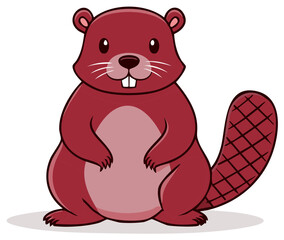 Obraz premium Cartoon beaver illustration, isolated on a white background.