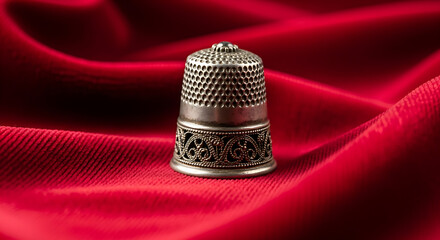 Antique Silver Thimble Detailed Ornate Metal Sewing Protection Vintage Craft Accessory