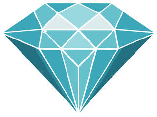 Geometric Teal Diamond with White Facets, Luxury Gemstone Jewel