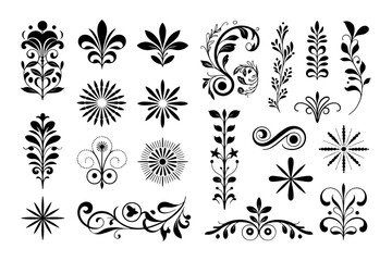 Collection of decorative floral elements vector art for prints, patterns, and designs