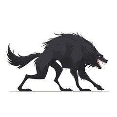 Minimal 2D flat vector of a Barghest, icon-style illustration on a white background