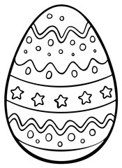 Decorated Easter egg outline with playful patterns perfect for coloring pages and holiday craft activities