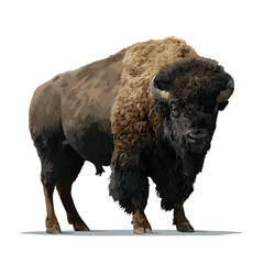 Flat 2D Bison vector illustration, icon graphic on white background