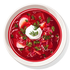 2D flat vector graphic of a Borscht in icon style, isolated on white background