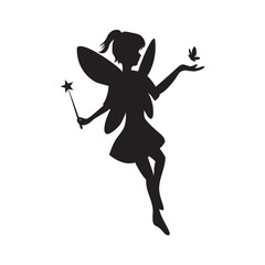 fairy silhouette design. girl with wings mythology.