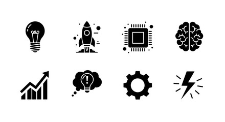 Modern innovation icons: technology, growth, and creativity concepts