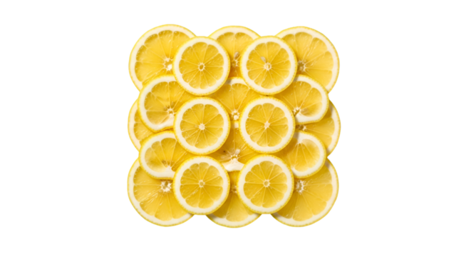 Stack of fresh lemon slices isolated on transparent background