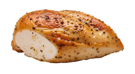 Cooked chicken breast with seasoning isolated on transparent background
