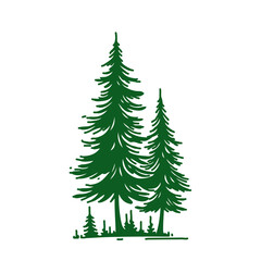 Christmas trees isolated on transparent background , forest landscape.