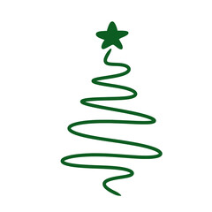 Abstract green christmas tree handdrawn.