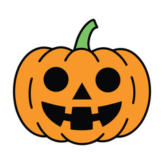 Jack o lantern illustration on white background design element traditional symbol of autumn harvest holiday orange pumpkin vegetable