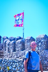 young man in a castle
