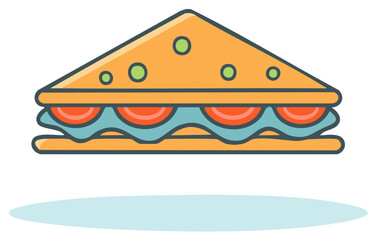 Triangle Sandwich Illustration with Tomato, Cheese and Bread for Lunch or Snack