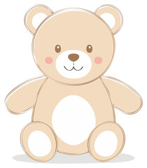 Obraz premium Cute sitting teddy bear with a sweet smile cartoon vector illustration