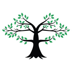 Obraz premium Tree illustration on white background design element representing nature growth branches and forest with leaves art