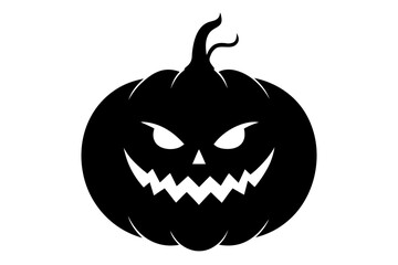 Halloween pumpkin silhouette vector, pumpkin icon black symbol
