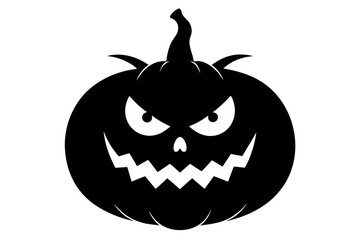 Halloween pumpkin silhouette vector, pumpkin icon black symbol
