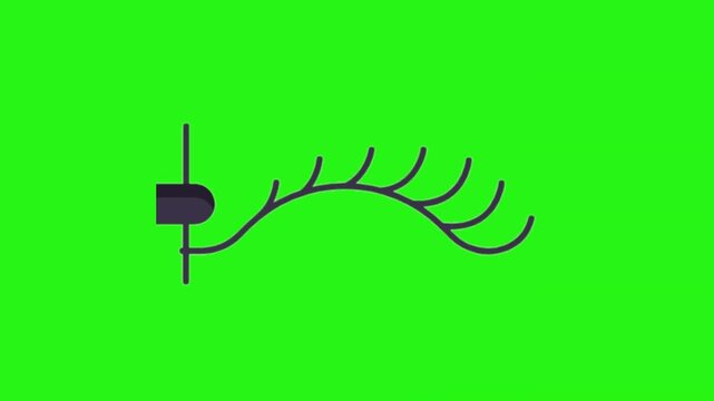 Animated eyelash icon with subtle movement on a vibrant green background for beauty and fashion content