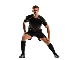 Focused athlete preparing for intense training, demonstrating strength and athletic readiness for peak performance