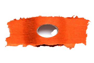 Ripped torn paper adhesive orange masking tape on transparent background