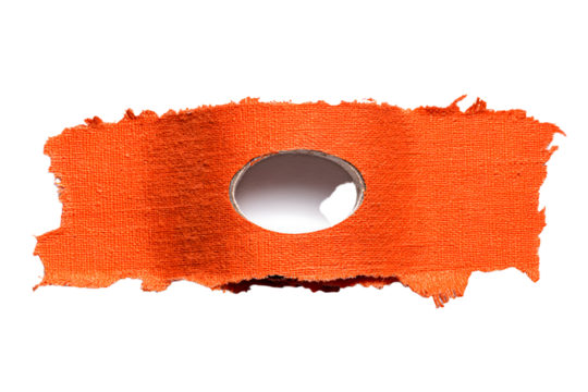 Ripped torn paper adhesive orange masking tape on transparent background