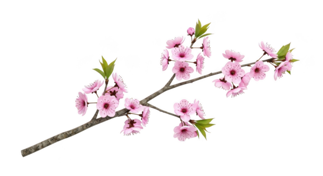 Delicate pink cherry blossoms on a branch against a black background