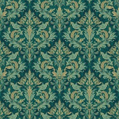 Vintage seamless damask pattern. Hand drawn floral background in turkish style. Wallpaper in Victorian style. Vector illustration Generative Ai