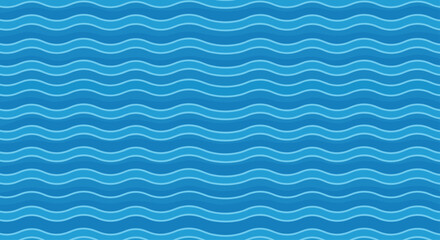 Obraz premium A soothing seamless pattern of horizontal wavy lines in varying shades of blue, creating a calm and peaceful water-like texture, perfect for aquatic themes.