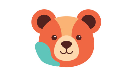 Obraz premium A cute cartoon illustration of a teddy bear's face with orange and light brown fur, round ears, and a sweet expression.