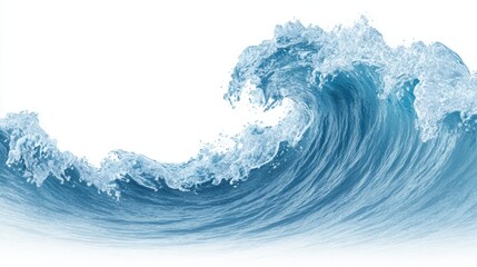 A massive ocean wave rises with energy, showcasing its frothy crest as it prepares to crash down. The scene captures the beauty of nature and the power of the sea.