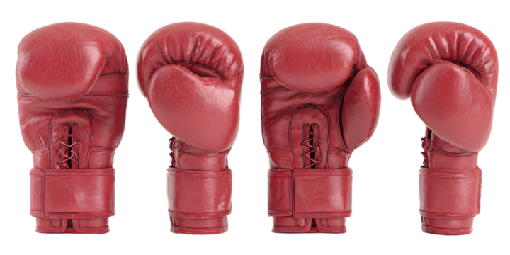 Red boxing gloves showcasing power and strength, ready for competition, representing challenge, training, and sport, ready for action.