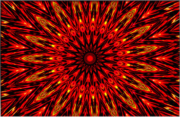 Turn heads with this vibrant kaleidoscope, red and gold collide in a dazzling, symmetrical spectacle.