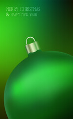 Bright green ball against soft gradient background evokes festive cheer.