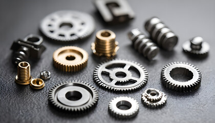 Mechanical parts and gear mechanism in detail, suitable for technical s or DIY tutorials